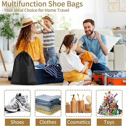 50 Pack Shoe Bags for Travel, 15.7" x 11.8" Black Travel Shoe Bags for Packing, Large Waterproof Portable Drawstring Travel Shoe Storage Bag Travel Essentials Women for and Men
