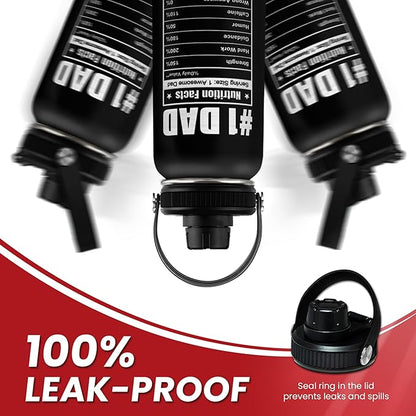 Best Dad Ever Water Bottle 32oz - Dad Bottle Stainless Steel Insulated Sports Bottles with Lid, Gifts for Father from Daughter Son, Dad Gifts for Birthday Christmas Fathers Day