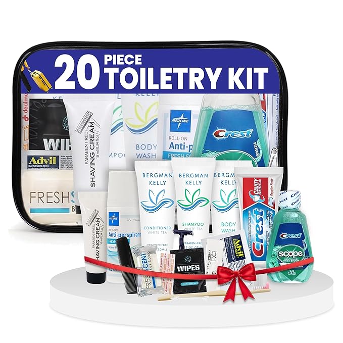 Trektote Travel Toiletry Kit Bundle For Men And Women – 15 Piece Set of Travel Size Toiletries, TSA Compliant, Travel Essentials, Includes Shampoo And Conditioner, Body Wash, Toiletry Bag & More