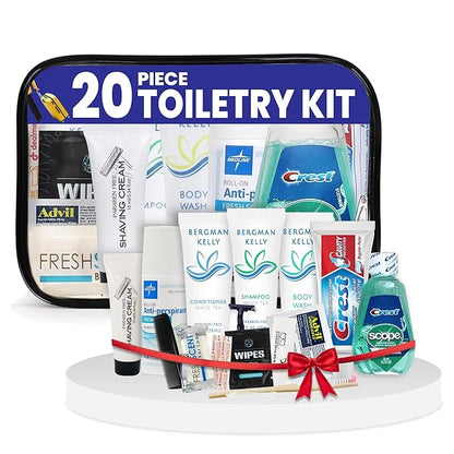 Trektote Travel Toiletry Kit Bundle For Men And Women – 15 Piece Set of Travel Size Toiletries, TSA Compliant, Travel Essentials, Includes Shampoo And Conditioner, Body Wash, Toiletry Bag & More