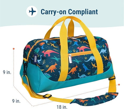 Wildkin Kids Overnighter Duffel Bag – Carry-On Size, Ideal for School & Sleepovers – Jurassic Dinosaurs