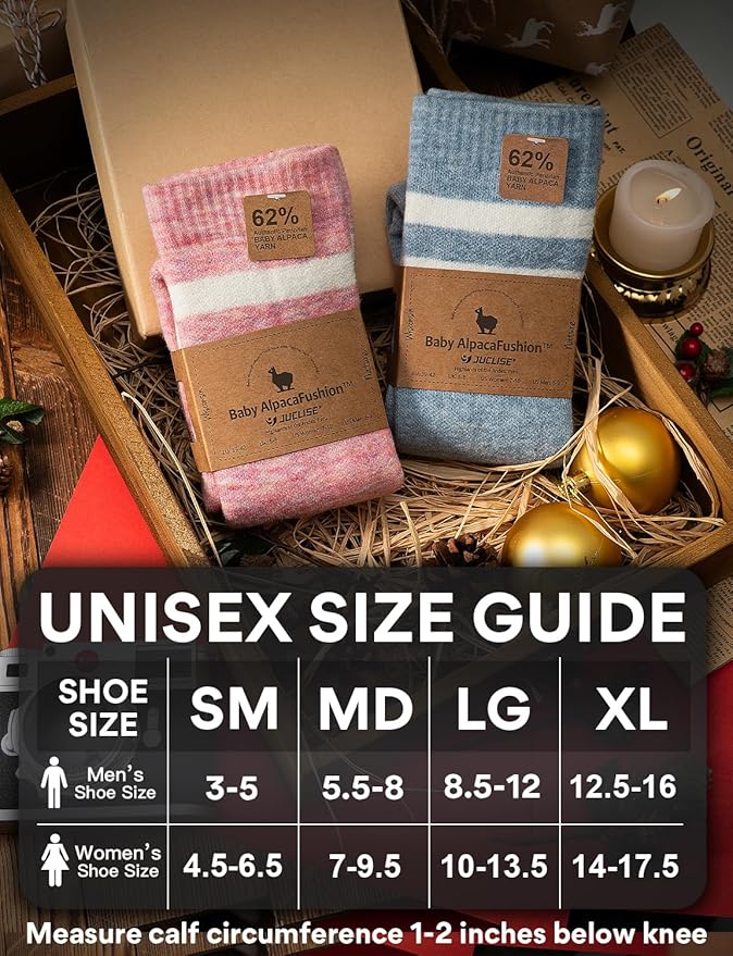 Alpaca Wool Heavyweight Knee High Compression Socks, Thick Winter Thermal Warm Soft Circulation Travel Flying