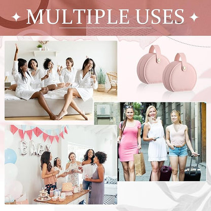 Weysat 24 Pack Travel Jewelry Case Mini Leather Bridesmaid Jewelry Gift Box Bulk Small Earring Storage Organizer (Pink)