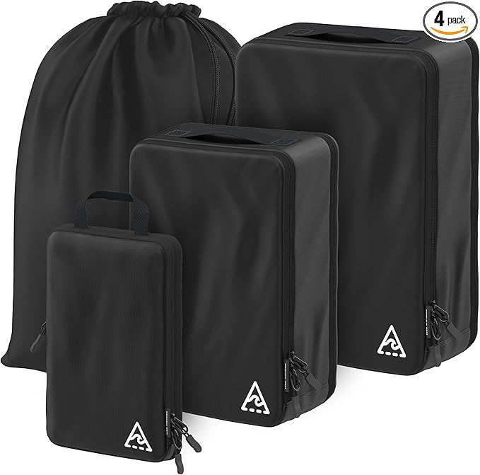 4-Piece Luxury Compression Packing Cubes & Bags for Travel – Maximize Space in Luggage with HybridMax Double-Capacity Design, 50 Luggage Tags, Patented Suitcase Organizer Bags, Lifetime Satisfaction