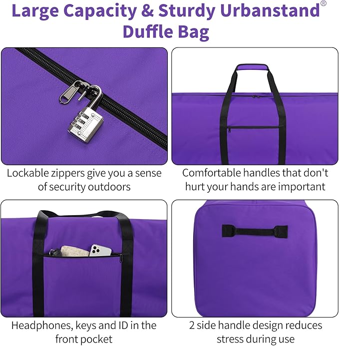 Urbanstand 52 Inch Large Duffle Bag for Travel Camping Sport Equipment Storage Bag with 2-way Lockable Zippers Purple