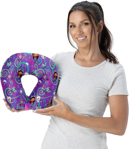 Northwest Gabby's Dollhouse Party Moves Travel Neck Pillow, U-Shaped Plush Cushion for Airplane, Traveling, Car, 12x13 inches