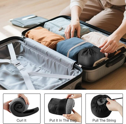 Travel Pillows for Airplanes, Neck Pillow for Traveling Using Memory Foam 360°Support Neck Comfort Relief Neck Pain Convenient Storage, Suitable for Airplanes, Office, Cars, Sleeping (Grey)