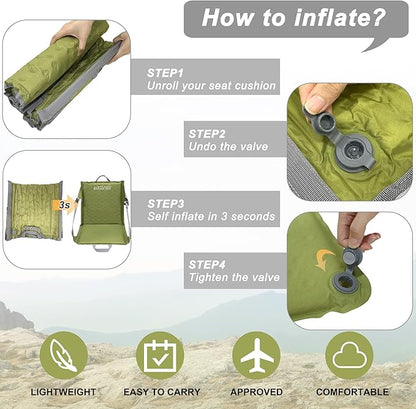 MYDAYS Inflatable Seat Cushion, Portable Stadium Seat Pad, Lightweight Chair Pad for Outdoor, Airplane, Travel, Stadium, Camping & Car (Back Rest)