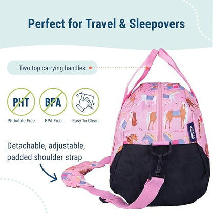 Wildkin Kids Overnighter Duffel Bag – Carry-On Size, Ideal for School & Sleepovers – Horses