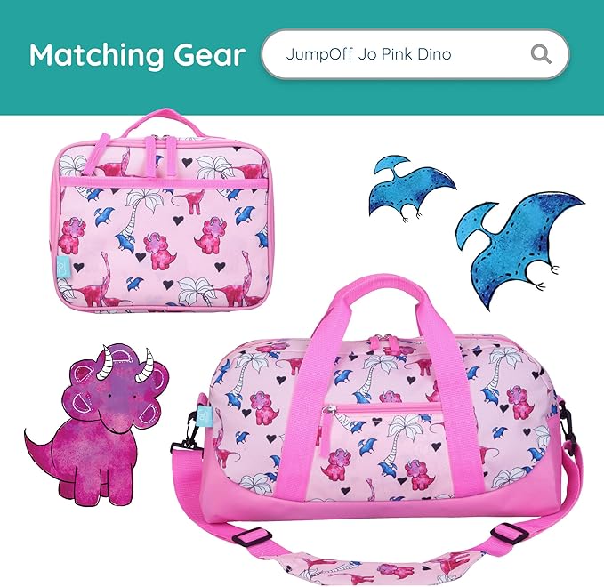 Wildkin JumpOff Jo 12-inch Kids Backpack – Lightweight, Durable Toddler Bag - Pink Dino