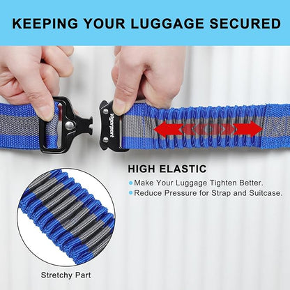 Vigorport Luggage Straps for Suitcases 2 Pack, Heavy Duty Metal Buckle Luggage Belt Strap, TSA Approved Suitcase Belt, Stretchable Travel Strap for Luggage