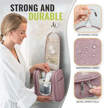 BOACAY Hanging Travel Toiletry Bag for Women and Men, Makeup Bag, Bathroom & Shower Organizer Kit for Accessories, Cosmetics, Travel Essentials