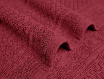 Avalon Towels Red Bath Mat - 100% Cotton Set of 2 Absorbent Bathmat - Bathroom Mats Quick Dry Bath Mats for Bathrooms (22x34 Inches)