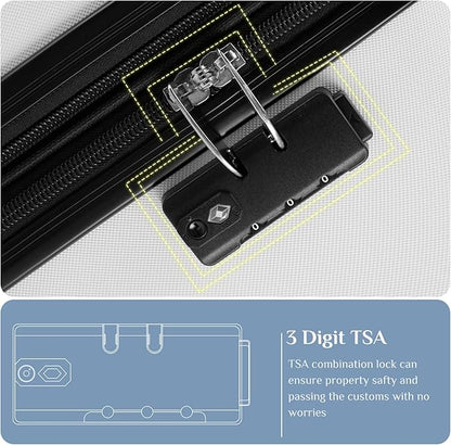 NEWBULIG Suitcases Spinner Wheels Lightweight Expandable Travel Hard Shell Luggage with TSA Lock, White, 3-PCS Set (21/25/29 Inch)