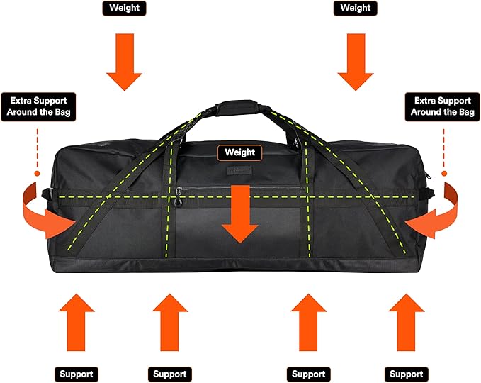 Fitdom 123L 42" Heavy Duty Extra Large Duffle with Upgrade Zipper, Durable & Water Resistant. Perfect as Camping Bag Travel Storage Tent Storage Sports Equipment Bag For Coaches & More