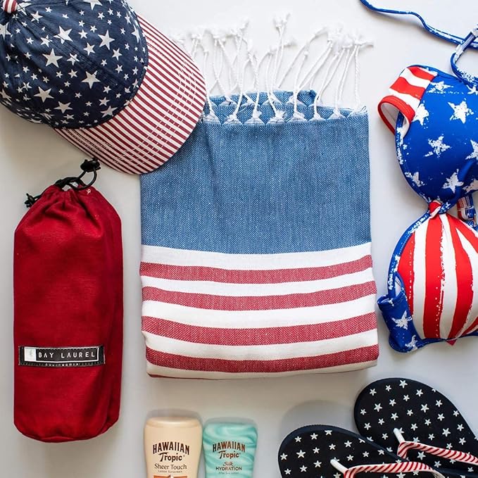 BAY LAUREL Turkish Beach Towel with Travel Bag 39 x 71 Quick Dry Sand Free Lightweight Large Oversized Towels Light