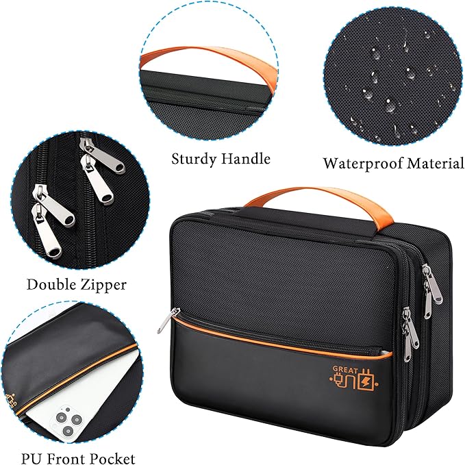 CILLA Electronic Organizer Travel Case, Travel Cord Organizer Case Portable Waterproof Cable Organizer Bag for Charger, Cord, USB, Power Bank, Earphone