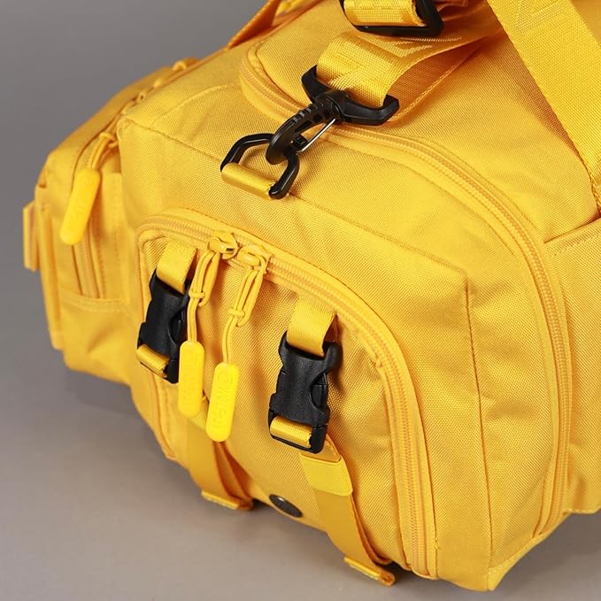 WOLFpak 20L Mini Duffle Bag for Gym & Travel | Waterproof Carry-On Weekender Bag with Shoe Compartment, Hard Bottom, and Tactical Molle System (Sherbet Mango)