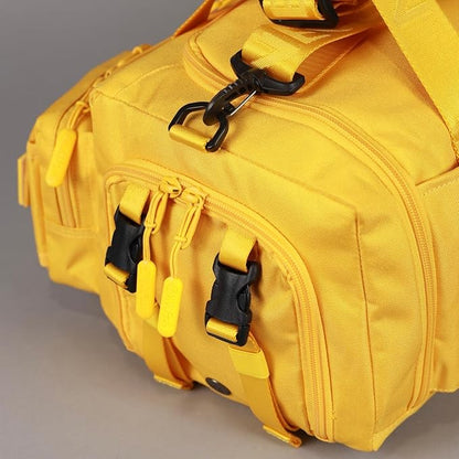 WOLFpak 20L Mini Duffle Bag for Gym & Travel | Waterproof Carry-On Weekender Bag with Shoe Compartment, Hard Bottom, and Tactical Molle System (Sherbet Mango)