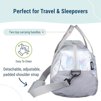 Wildkin Kids Overnighter Duffel Bag – Carry-On Size, Ideal for School & Sleepovers – Holographic