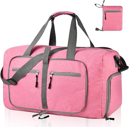 Dimayar 115L Travel Duffle Bag for Men Women - Foldable Duffel Bag with Shoes Compartment - Overnight Bags Waterproof & Tear Resistant(Pink)
