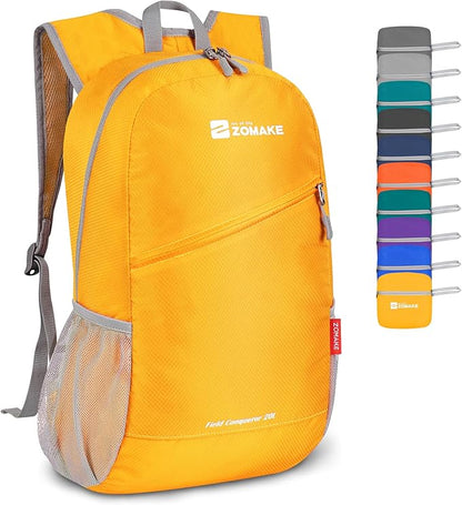 ZOMAKE Lightweight Packable Backpack 20L - Foldable Backpack Small Daypack Hiking Backpack Water-Resistant Day Bag for Travel(Yellow)