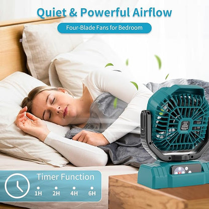 AVV 20000mAh High Speed Portable Camping Rechargeable Fan with Remote Control, Battery Powered with Auto Oscillating with Camping Essentials Accessories for Outdoor, Beach, Patio, Tent, Cyan