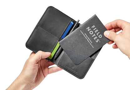 Distil Union Passport Cover+ | RFID-Shielded Premium Full-Grain Leather | Fits Passport, Cards, Cash, and More | Slim Travel Wallet and Organizer (Black)