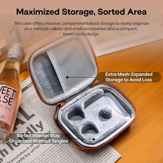 Linsoul ZiiGaat PELLEPOD Leather Earbud Case, Waterproof IEM Storage Box, Hard Carrying Bag, Protective Storage Box, Fit for Earphone ZS10 Pro, Zero: 2, EM6L, EW300, SuperMix 4, Orchestra Lite (Brown)