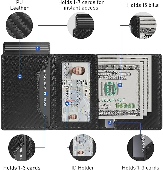 Business Card Holder Minimalist Wallet for Men Rfid Credit Card Holder Slim Wallet With Money Clip Carbon Fiber Wallets for Men