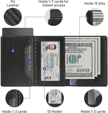 Business Card Holder Minimalist Wallet for Men Rfid Credit Card Holder Slim Wallet With Money Clip Carbon Fiber Wallets for Men