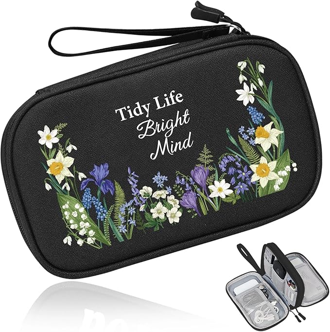 COSHAYSOO Travel Gifts for Women Electronics Tech Accessories Unique Practical Birthday Gift Ideas, Cord Cable Organizer Bag Case Pouch Traveling Vacation Cruise Airplane Gadgets Essentials, Floral