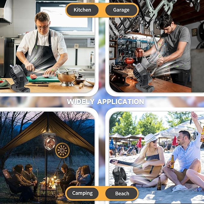 Oscillating Misting Fan Battery Powered- 20000mAh Rechargeable,Blow Cold Air, 3 Spray Modes, LED Lantern, Portable Outdoor Fan for Pet Patio, BBQ, Travel, Gym Black