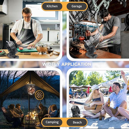 Oscillating Misting Fan Battery Powered- 20000mAh Rechargeable,Blow Cold Air, 3 Spray Modes, LED Lantern, Portable Outdoor Fan for Pet Patio, BBQ, Travel, Gym Black