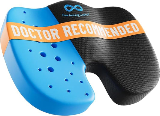 Everlasting Comfort Doctor Recommended Memory Foam Seat Cushion for Office Chairs & Car - Ergonomic Office Desk Accessories - Cushions for Tailbone Pain Relief, Sciatica & Back Support Pillow