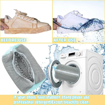 2PCS Shoe Washing Machine Bgs,Laundry Shoe Bags for Washer and Dryer, Reusable and Durable Zipper Sneaker Shoe Washing Bag, Tennis Shoe Cleaning Bag for All Shoe Types (Grey)