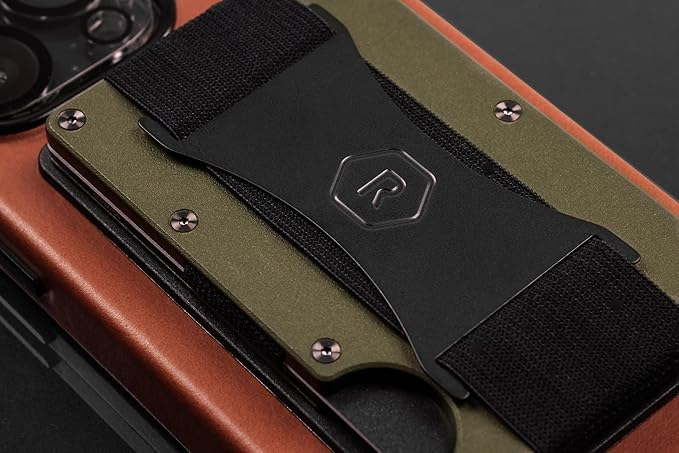 Ridge Wallets for Men Compatible with Magsafe - Slim Minimalist Compact Wallet and Card Holder, RFID Protected Front Pocket Wallets for Men with Integrated Cash Strap (Matte Olive)