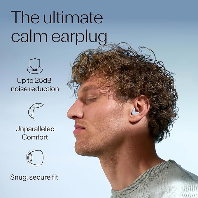 Alpine Silence Earplugs for Sleep, Focus & Travel - V-Shape Snug Fit & Soft Oval Tips – 4 Sizes XS/S/M/L - Comfortable, Reusable Hearing Protection - up to 25dB – Blue