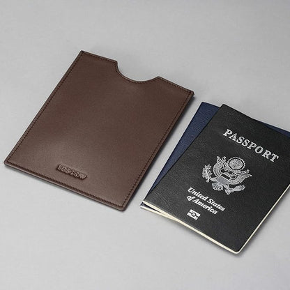 HISCOW Minimalist Passport Sleeve - Italian Calfskin (Brown)