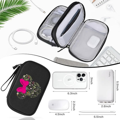 COSHAYSOO Travel Gifts for Women College Teen Girls Trip Favors Cute Birthday Gift Ideas, Electronics Cord Cable Organizer Bag Tech Case Gadgets Accessories Cruise Airplane Vacation Essentials, Ears