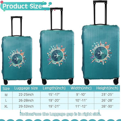 Sherr 3 Pieces Travel Luggage Cover Suitcase Protector Anti Scratch Suitcase Washable Baggage Covers(Travel Theme,Medium/L/XL)