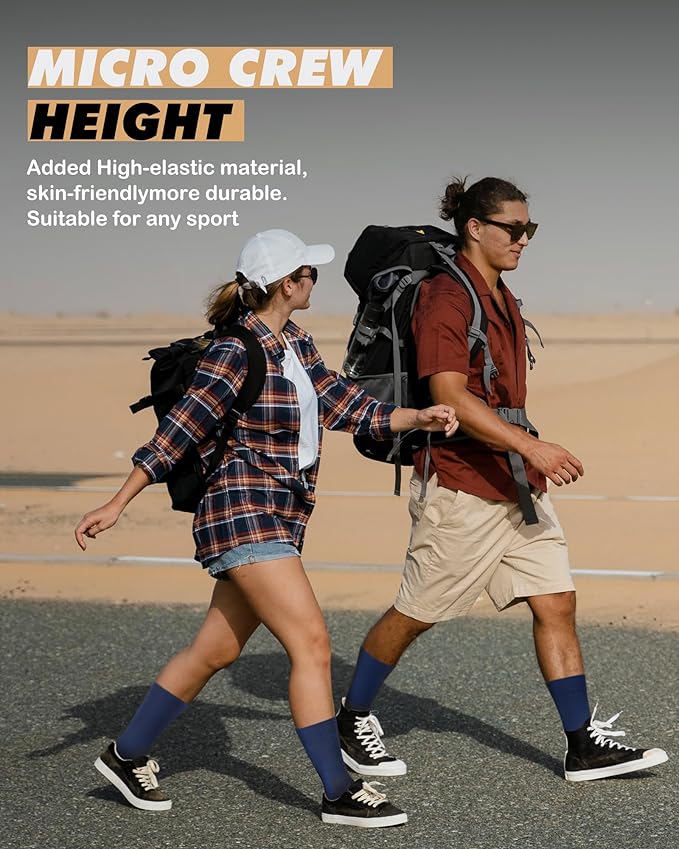 PAPLUS 3 Pairs Running Compression Socks for Men & Women, Atheltic Crew Socks with Cushion, Arch Support for Hiking, Cycling