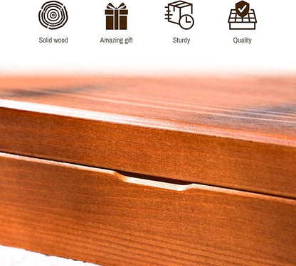 Wooden Jewelry Box for Women, Medium Size Real Natural Solid Wood Antique Organizer with Earring Storage, Ring Compartments, Built in Necklace Hooks, ek11-m