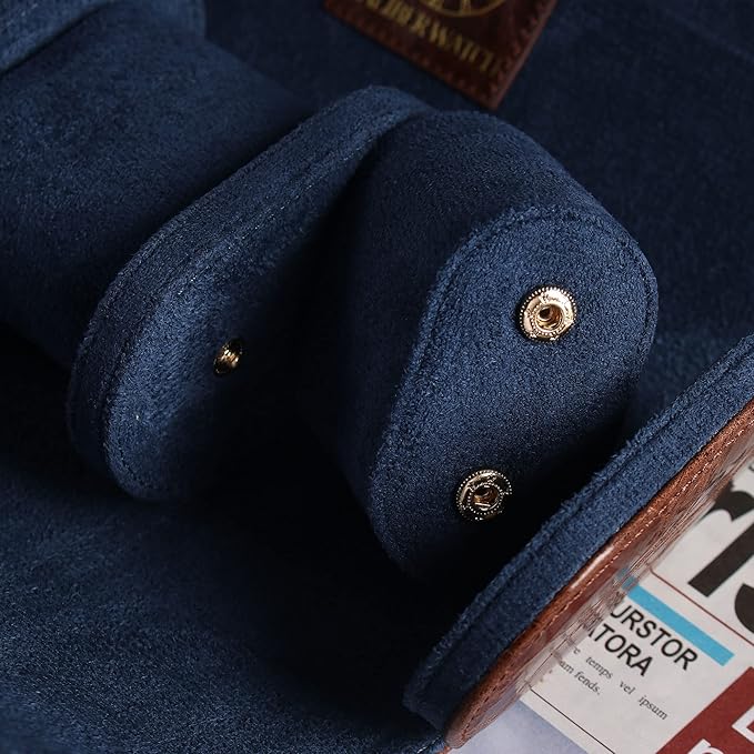 Genuine Napa Leather Watch Roll Travel Case for 3 Watches - Travel Watch Rolls and Leather Watch Display Cases with Velvet Interior - Watch Storage Organizer Men's