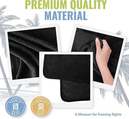 BOACAY Soft & Warm Travel Blanket for Airplane & Car - Long Flight Essential for Women, Men, Kids - Compact Pillow with Luggage Sleeve & Backpack Clip