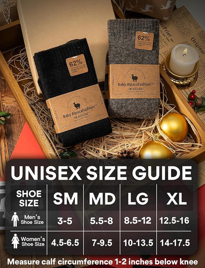 Alpaca Wool Heavyweight Knee High Compression Socks, Thick Winter Thermal Warm Soft Circulation Travel Flying