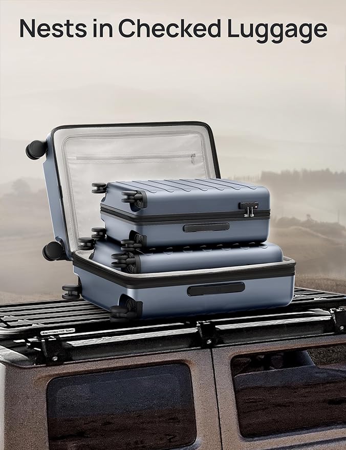 NINETYGO Medium Checked Luggage 24 Inch, Checking In Luggage with Smooth Spinner Wheels, Expandable, Hard Shell PC Suitcase, Lightweight Travel Luggage, TSA Approved (Shadow, Rhine Max)