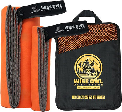 Wise Owl Outfitters Microfiber Camping Towel - Quick Dry Towel for Travel, Backpacking, Hiking, Beach, Gym & Yoga - Compact, Fast Drying & Lightweight