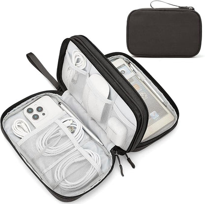 FYY Electronic Organizer, Large Travel Cable Organizer Bag Pouch Electronic Accessories Carry Case Portable Waterproof Double Layers All-in-One Storage Bag for Cable, Cord, Charger, Phone, Coffee