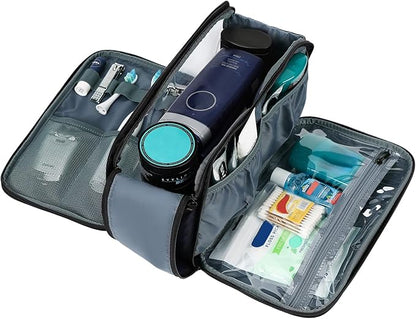 ZEEMO Travel Toiletry Bag for Men, Medium Water-Resistant Double-Sided Full-Open Dopp Kit, Versatile Organizer for Shower and Hygiene Accessories, Bathroom Essentials, Cosmetics, Large, Blue